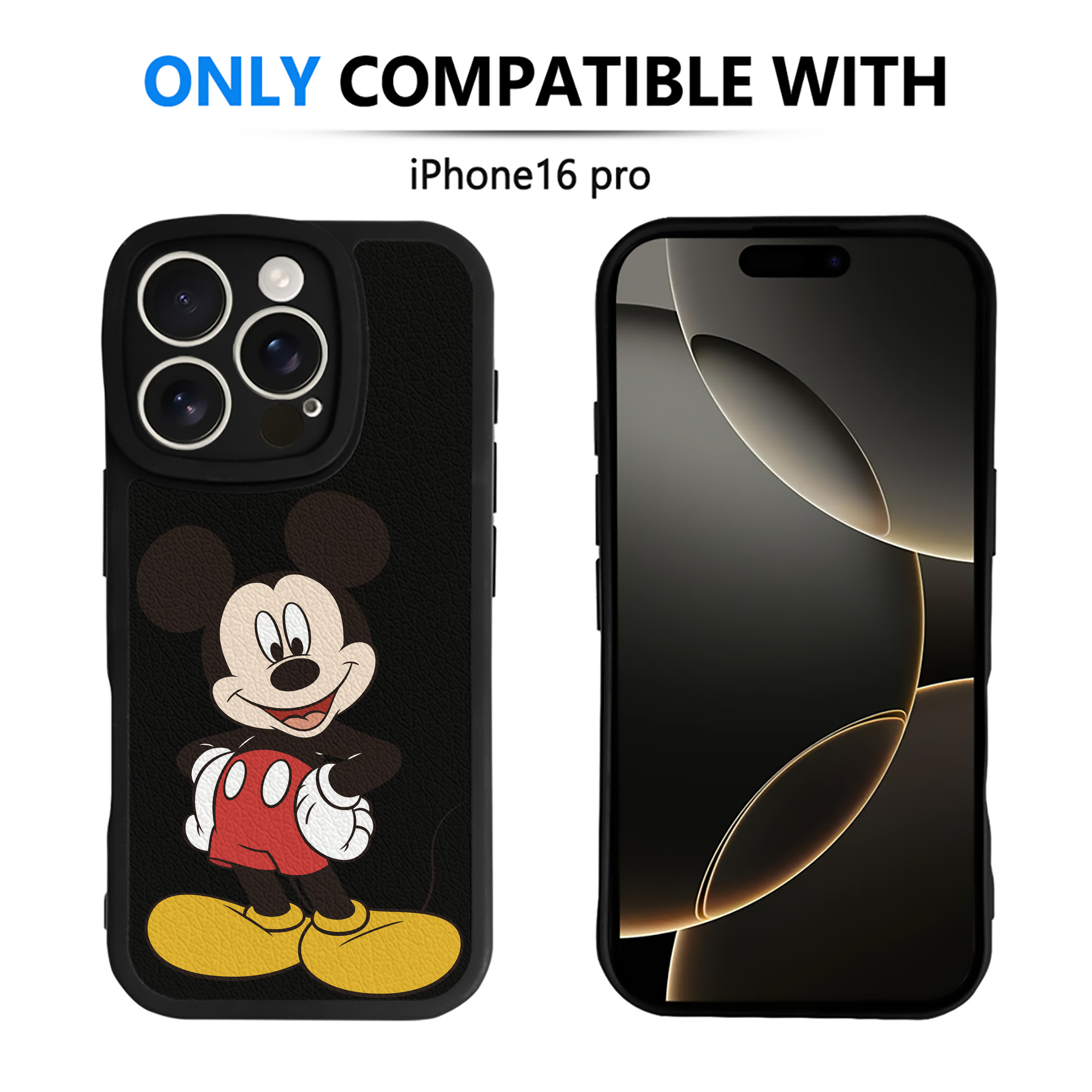 （画像用） ミッキーマウス Mickey Mouse 【iPhone 16シリーズ対応】シリコンスマホケース（レザー調） 材質：シリコン